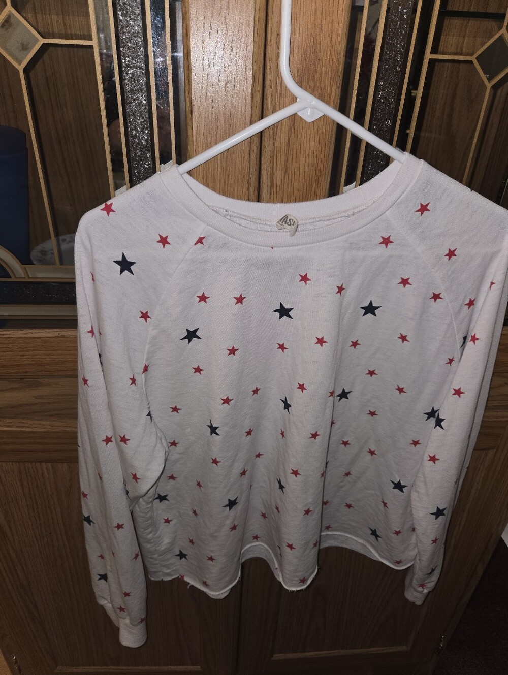 White Star Print  Long-Sleeve Top